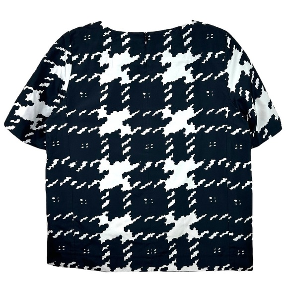 Weekend Max Mara, New Life Houndstooth Short-Sleeve Blouse Black/White Size 6 US - Picture 13 of 15